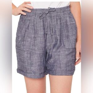 Royalty For Me Women's Black Gray Elastic Waistband Pull On Linen Shorts small